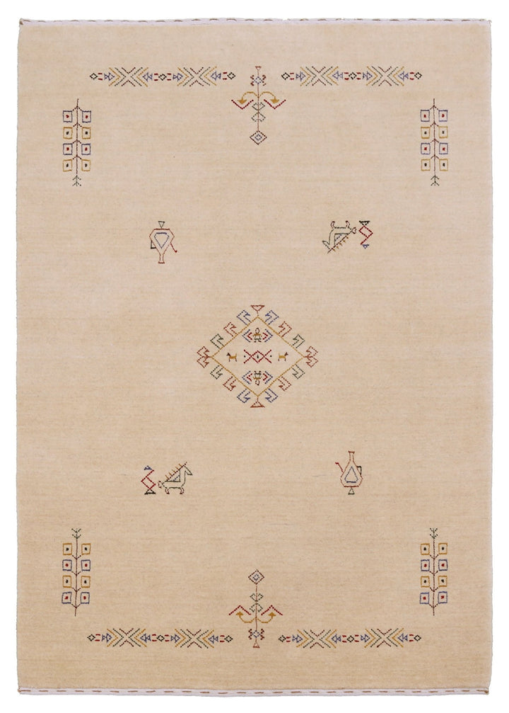 Ivory Border Patterns Hand Loomed Wool Area Rug - The Rug Decor
