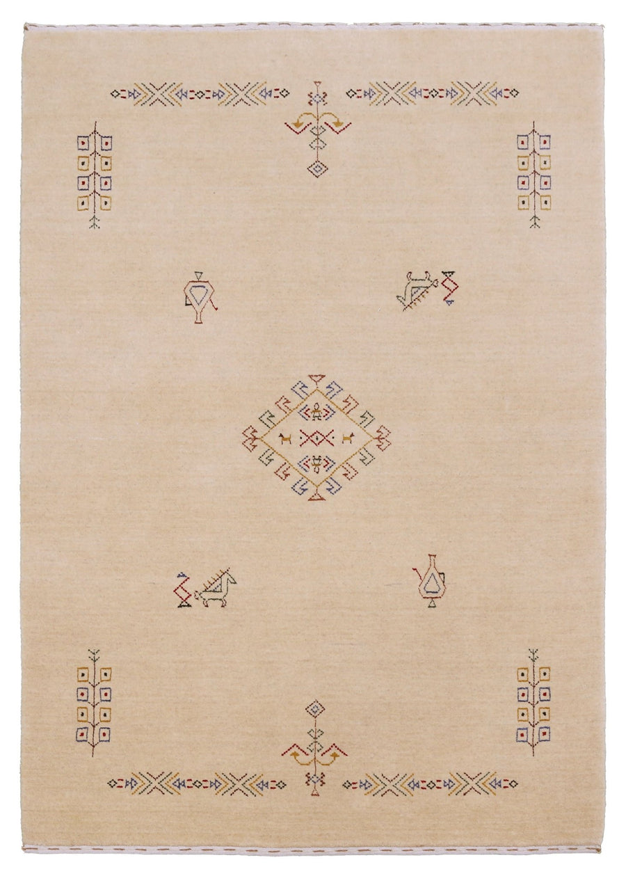 Ivory Border Patterns Hand Loomed Wool Area Rug - The Rug Decor