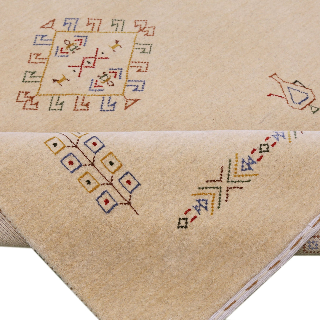 Ivory Border Patterns Hand Loomed Wool Area Rug - The Rug Decor