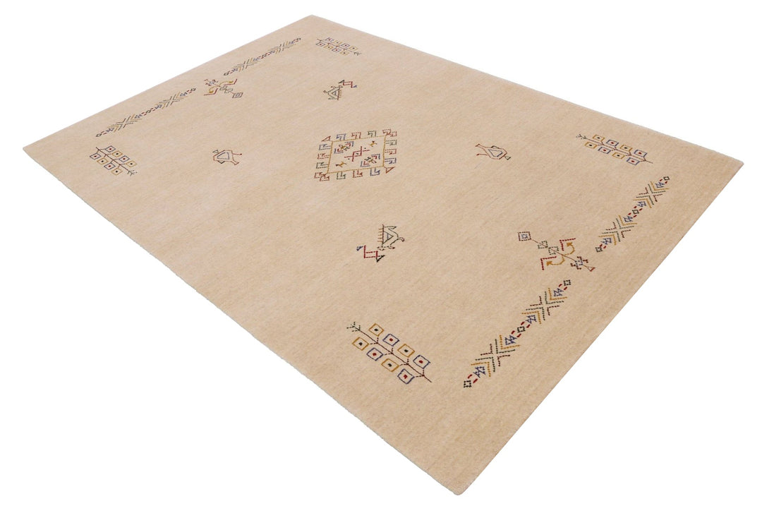 Ivory Border Patterns Hand Loomed Wool Area Rug - The Rug Decor