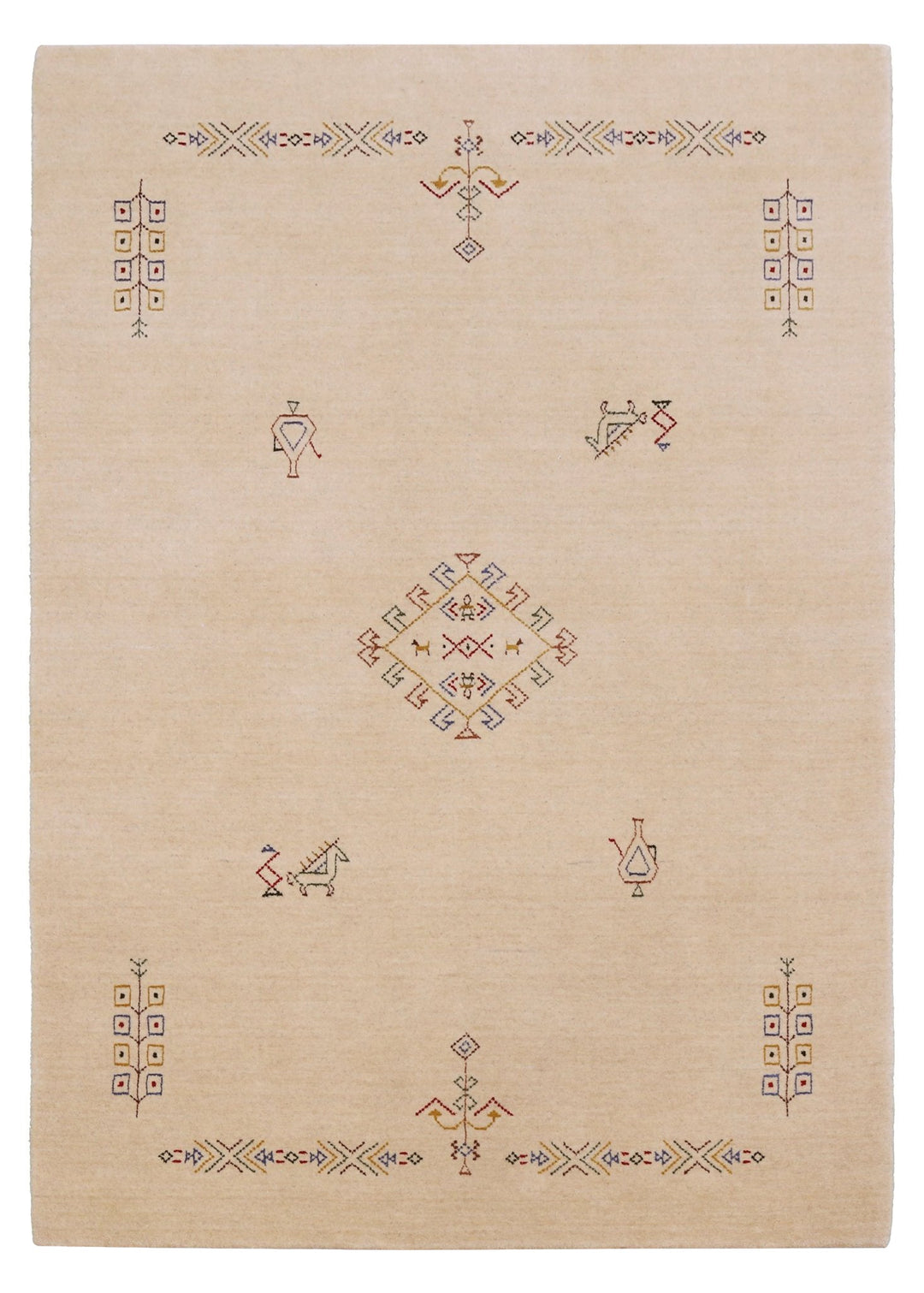 Ivory Border Patterns Hand Loomed Wool Area Rug - The Rug Decor