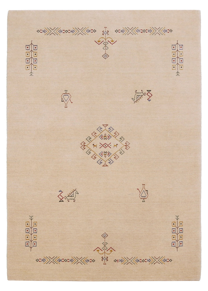Ivory Border Patterns Hand Loomed Wool Area Rug - The Rug Decor