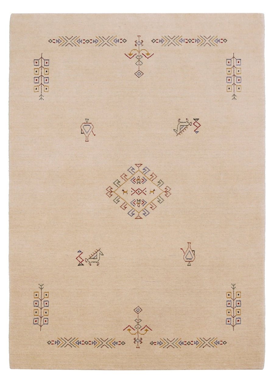 Ivory Border Patterns Hand Loomed Wool Area Rug - The Rug Decor