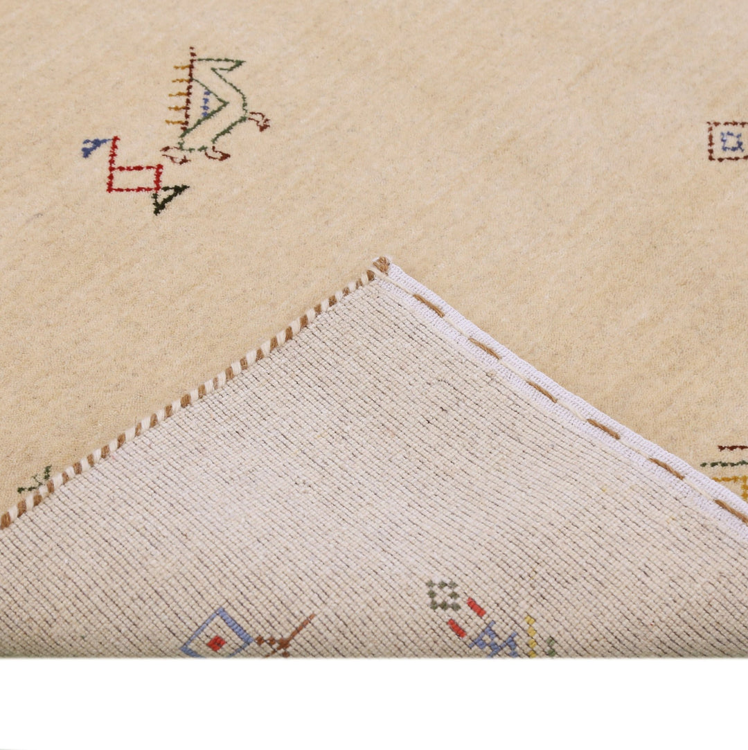 Ivory Border Patterns Hand Loomed Wool Area Rug - The Rug Decor