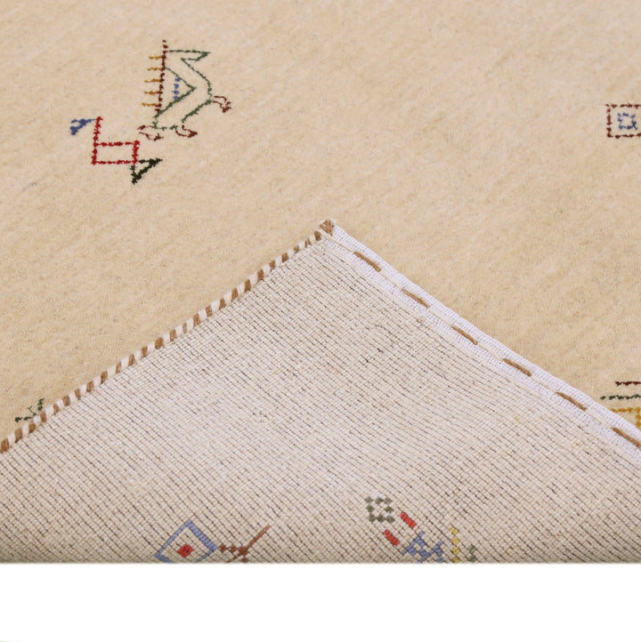 Ivory Border Patterns Hand Loomed Wool Area Rug - The Rug Decor