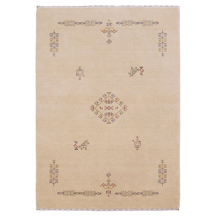 Ivory Border Patterns Hand Loomed Wool Area Rug - The Rug Decor
