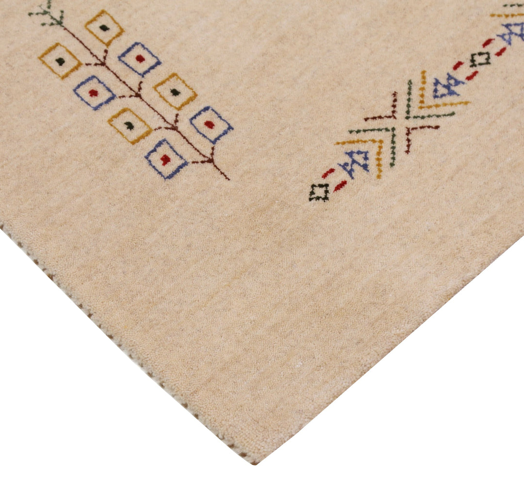 Ivory Border Patterns Hand Loomed Wool Area Rug - The Rug Decor