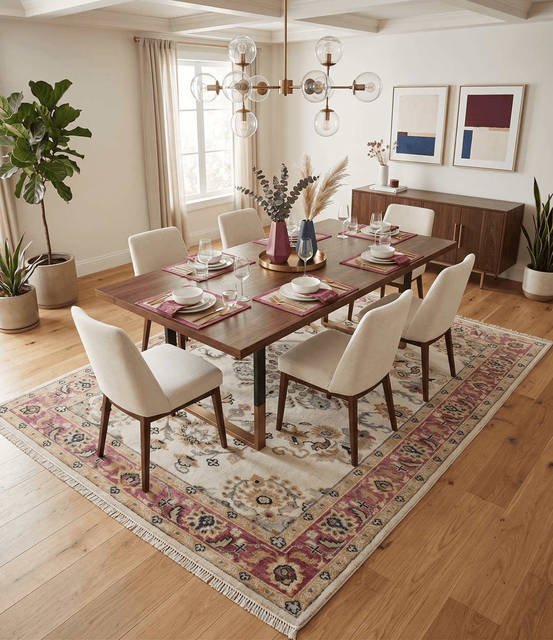 Ivory, Brown, Olive and Charcoal Traditional Heriz Medallion Custom Made Wool Area Rug - The Rug Decor