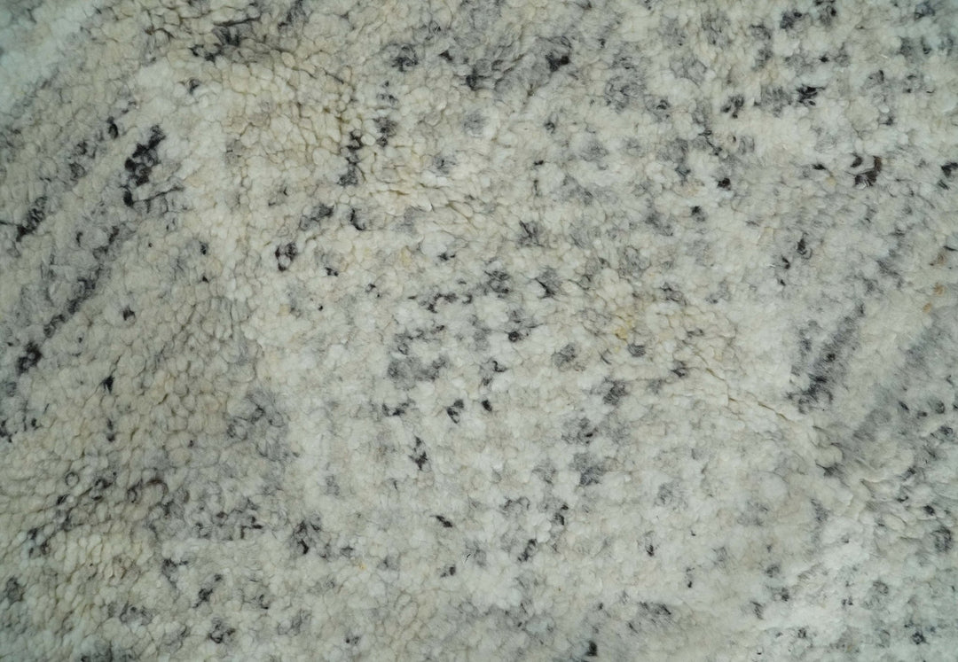 Ivory, Charcoal and Beige 8x10 hand knotted Geometrical wool Area rug - The Rug Decor