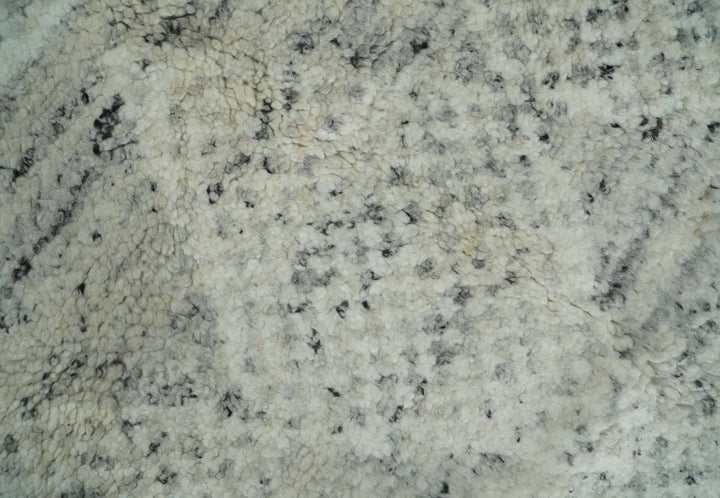 Ivory, Charcoal and Beige 8x10 hand knotted Geometrical wool Area rug - The Rug Decor