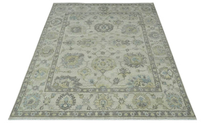 Ivory, Charcoal and Beige Hand Knotted Traditional Oushak Multi size wool rug - The Rug Decor