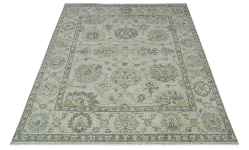 Ivory, Charcoal and Beige Hand Knotted Traditional Oushak Multi size wool rug - The Rug Decor