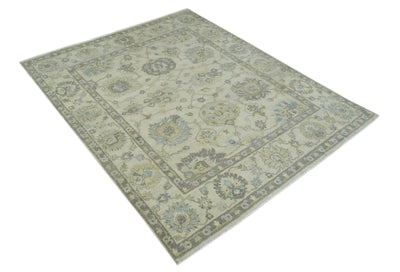 Ivory, Charcoal and Beige Hand Knotted Traditional Oushak Multi size wool rug - The Rug Decor