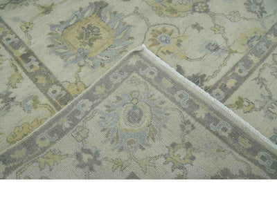 Ivory, Charcoal and Beige Hand Knotted Traditional Oushak Multi size wool rug - The Rug Decor