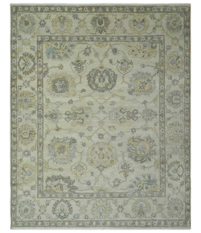 Ivory, Charcoal and Beige Hand Knotted Traditional Oushak Multi size wool rug - The Rug Decor