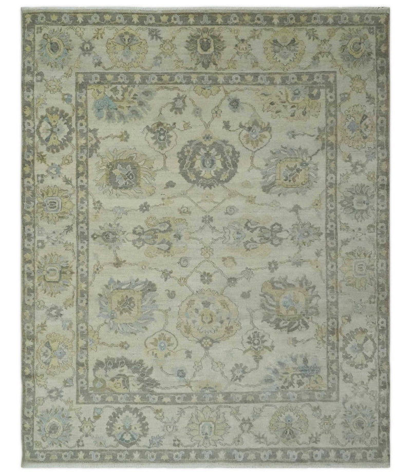 Ivory, Charcoal and Beige Hand Knotted Traditional Oushak Multi size wool rug - The Rug Decor