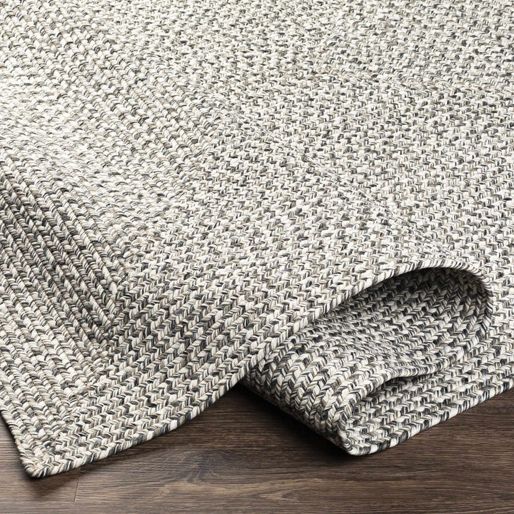Ivory, Charcoal and Taupe Chevron Design Braided Faux Outdoor safe area Rug - The Rug Decor