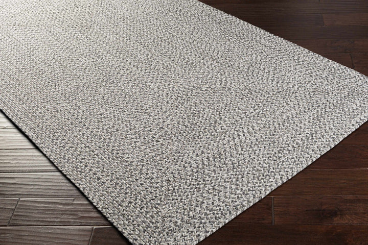 Ivory, Charcoal and Taupe Chevron Design Braided Faux Outdoor safe area Rug - The Rug Decor