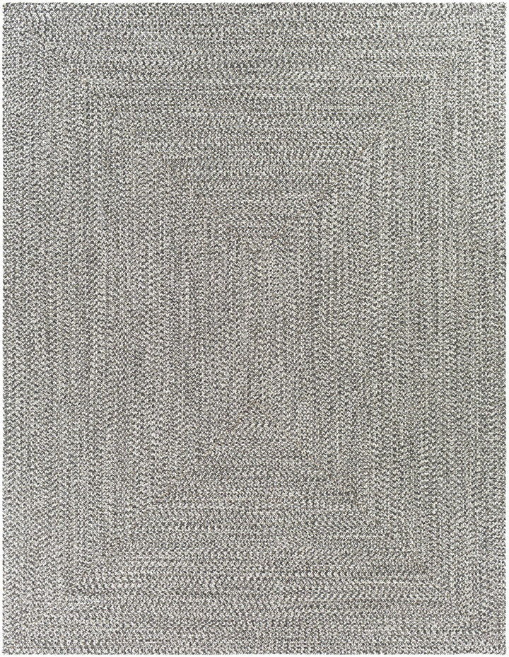 Ivory, Charcoal and Taupe Chevron Design Braided Faux Outdoor safe area Rug - The Rug Decor