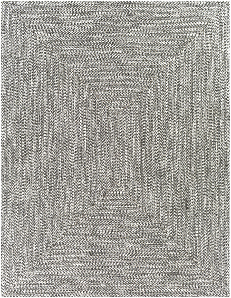 Ivory, Charcoal and Taupe Chevron Design Braided Faux Outdoor safe area Rug - The Rug Decor