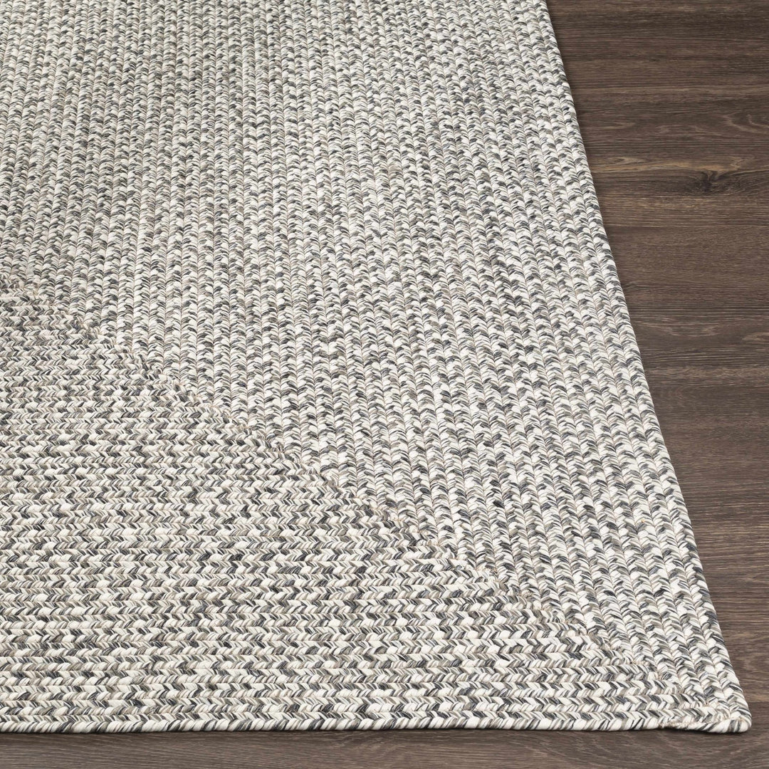 Ivory, Charcoal and Taupe Chevron Design Braided Faux Outdoor safe area Rug - The Rug Decor