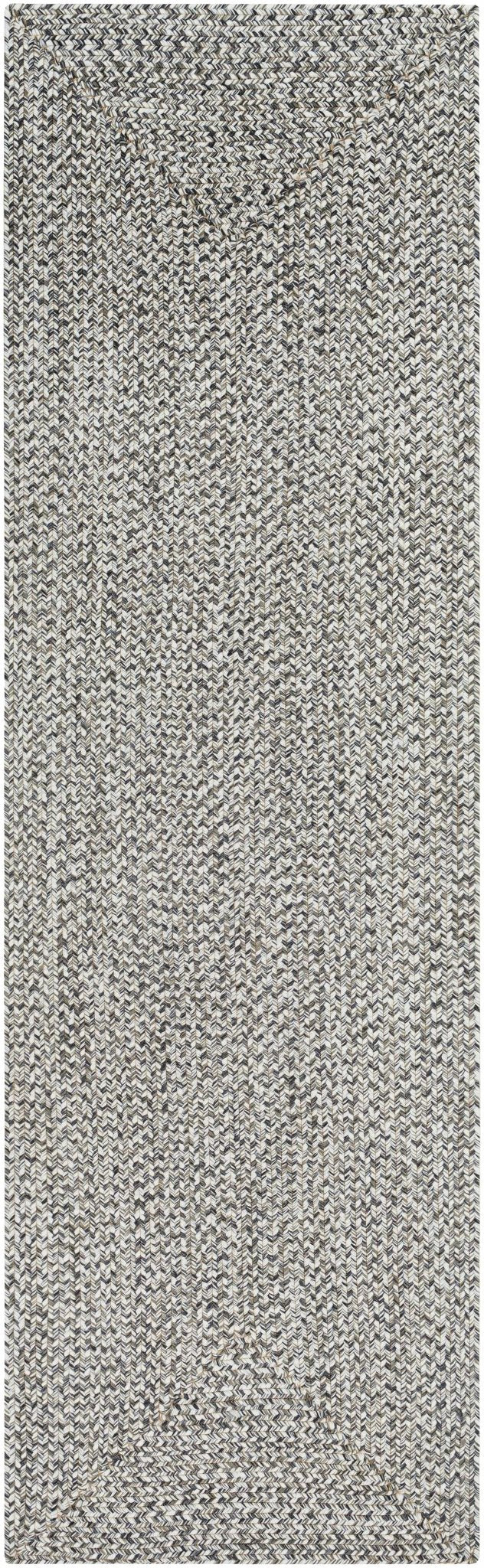 Ivory, Charcoal and Taupe Chevron Design Braided Faux Outdoor safe area Rug - The Rug Decor