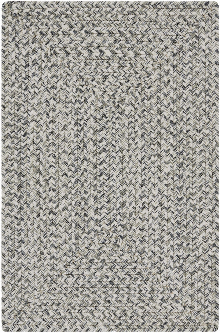 Ivory, Charcoal and Taupe Chevron Design Braided Faux Outdoor safe area Rug - The Rug Decor
