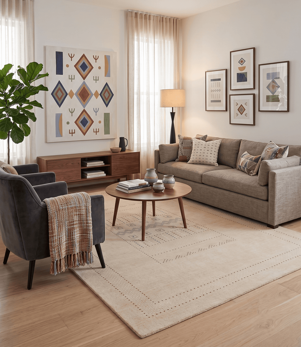 Ivory Contemporary Design Hand Loomed Wool Area Rug - The Rug Decor