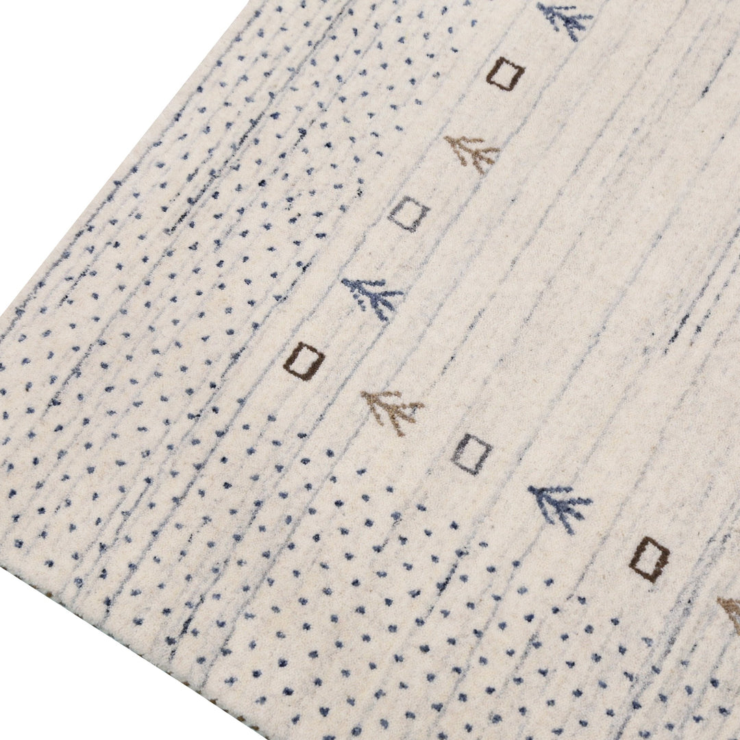 Ivory Contemporary Gabbeh Border Design Hand Loomed Wool Rug - The Rug Decor