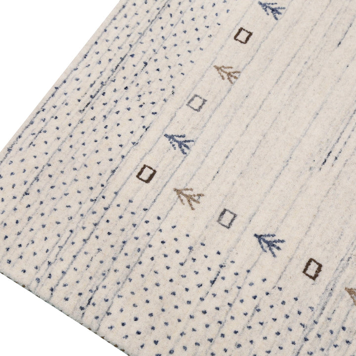 Ivory Contemporary Gabbeh Border Design Hand Loomed Wool Rug - The Rug Decor