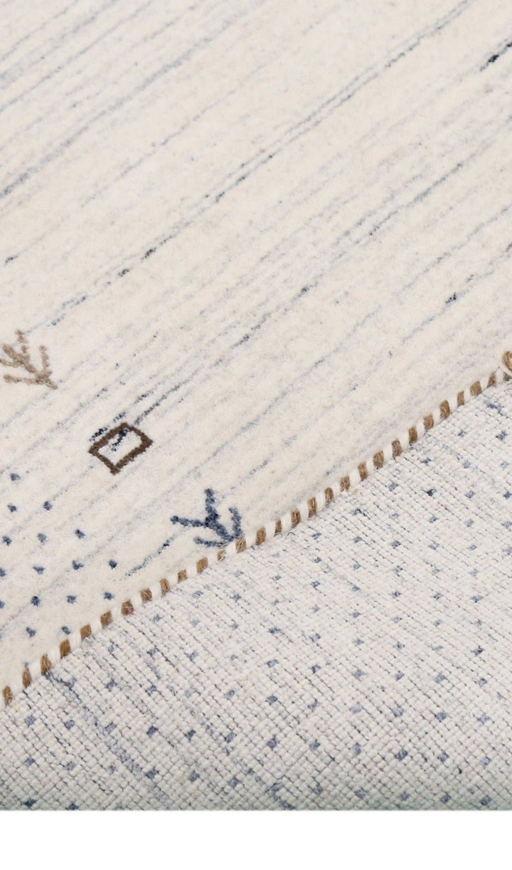 Ivory Contemporary Gabbeh Border Design Hand Loomed Wool Rug - The Rug Decor
