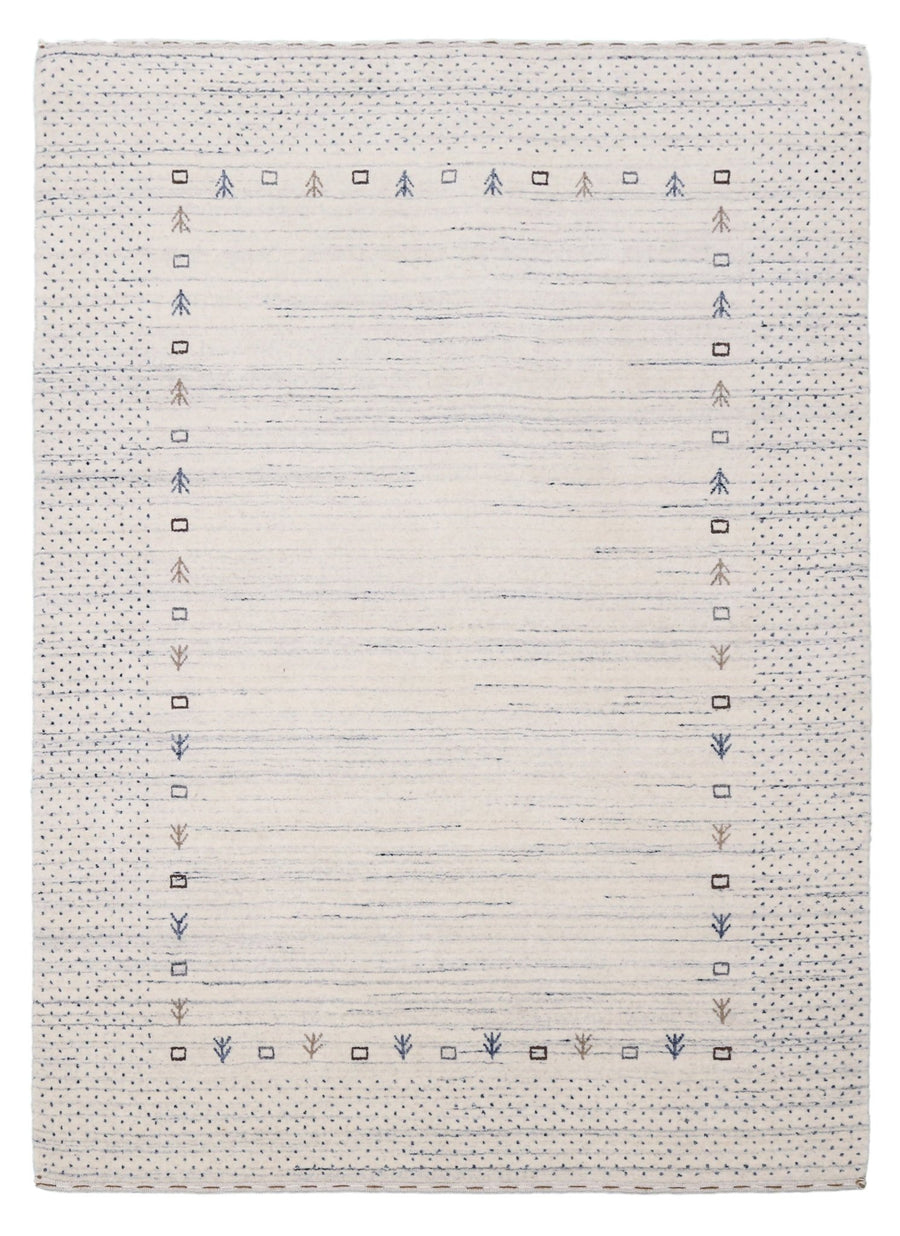 Ivory Contemporary Gabbeh Border Design Hand Loomed Wool Rug - The Rug Decor
