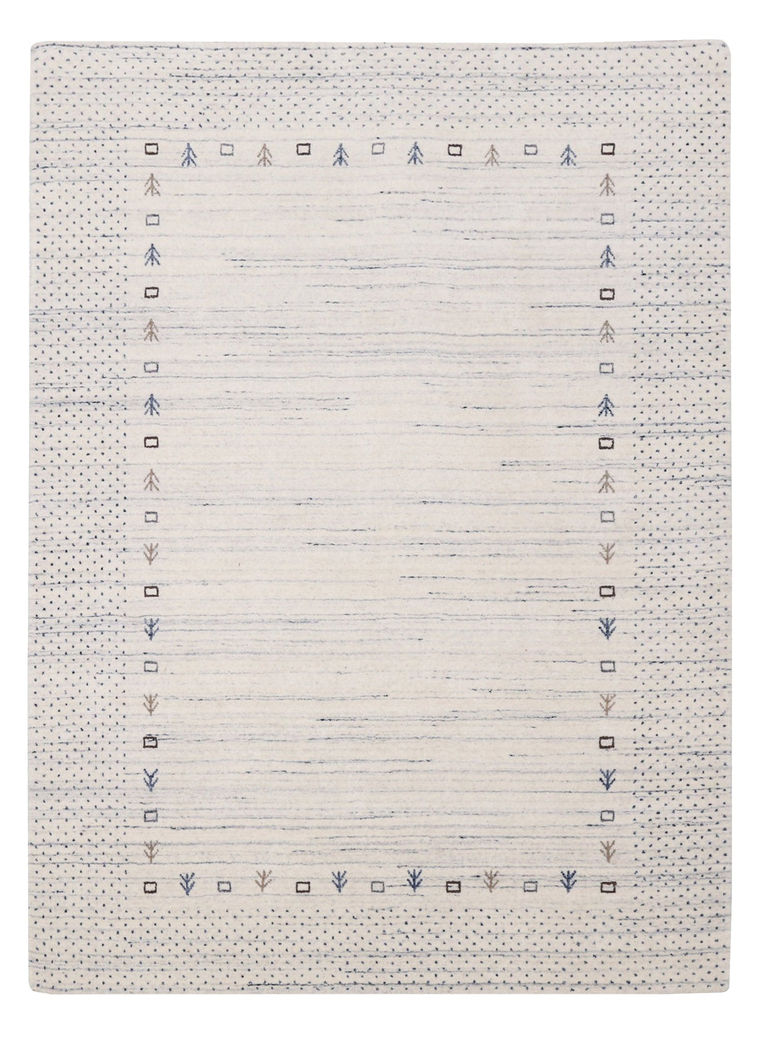 Ivory Contemporary Gabbeh Border Design Hand Loomed Wool Rug - The Rug Decor
