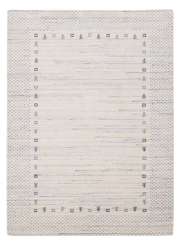 Ivory Contemporary Gabbeh Border Design Hand Loomed Wool Rug - The Rug Decor