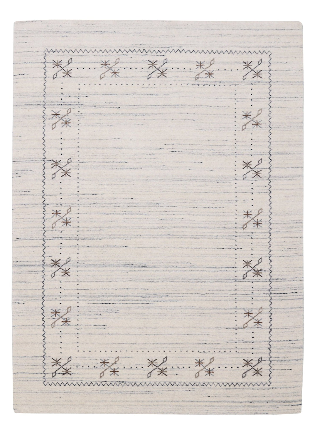 Ivory Gabbeh Border Design Hand Loomed Wool Rug - The Rug Decor