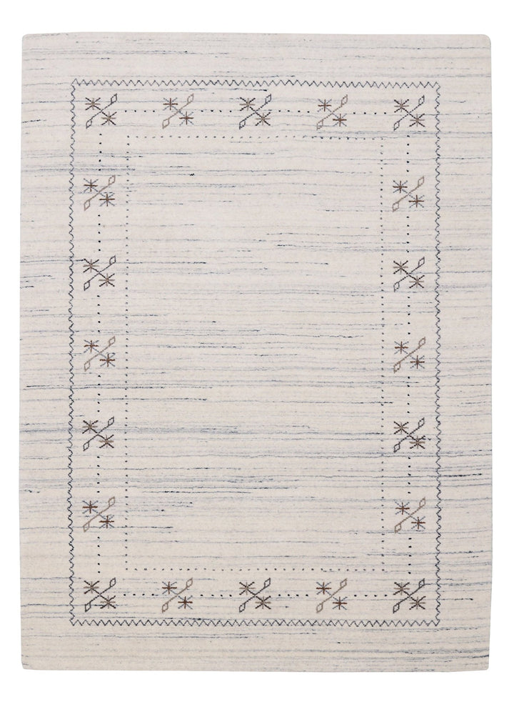 Ivory Gabbeh Border Design Hand Loomed Wool Rug - The Rug Decor