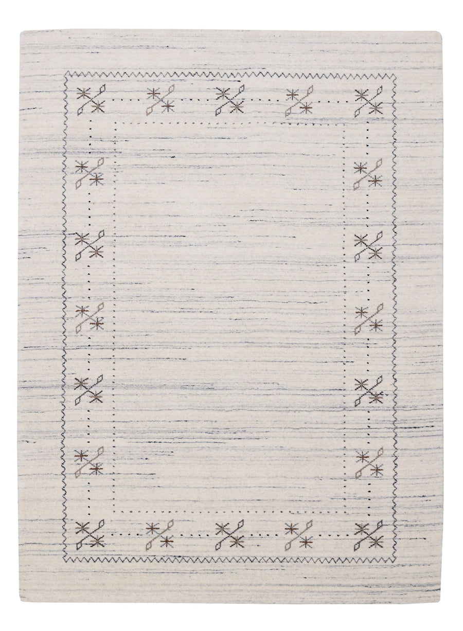 Ivory Gabbeh Border Design Hand Loomed Wool Rug - The Rug Decor