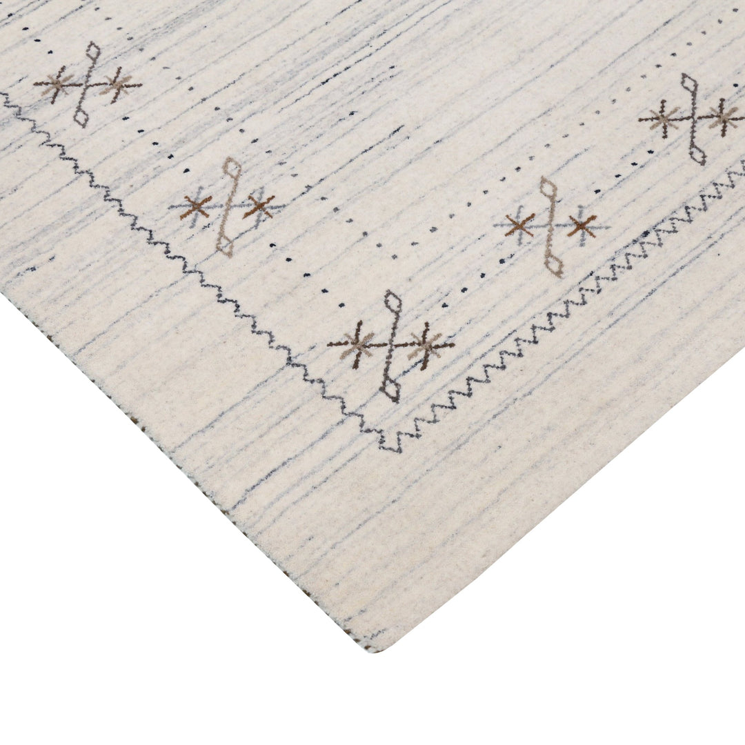 Ivory Gabbeh Border Design Hand Loomed Wool Rug - The Rug Decor