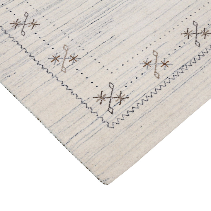 Ivory Gabbeh Border Design Hand Loomed Wool Rug - The Rug Decor