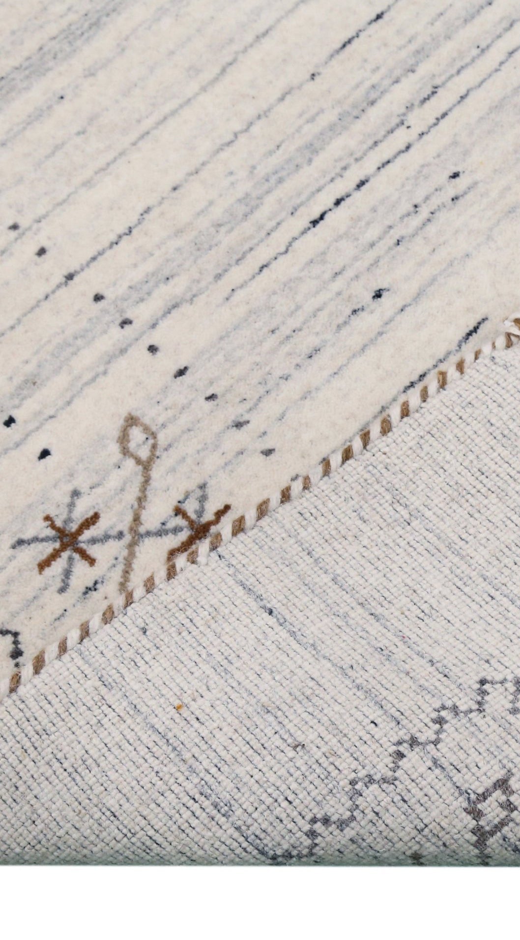 Ivory Gabbeh Border Design Hand Loomed Wool Rug - The Rug Decor