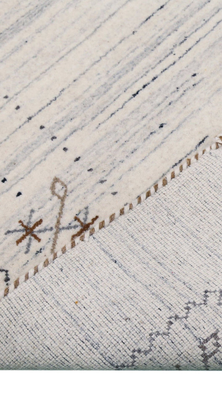 Ivory Gabbeh Border Design Hand Loomed Wool Rug - The Rug Decor