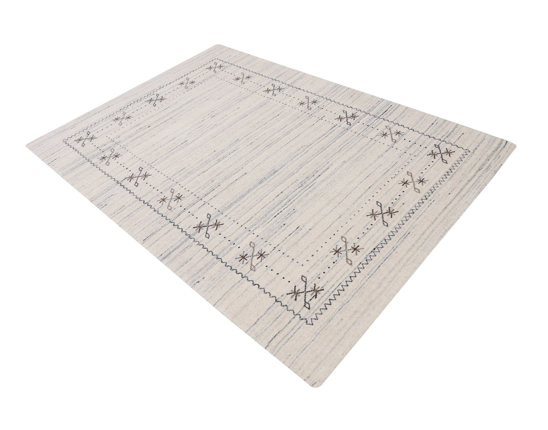 Ivory Gabbeh Border Design Hand Loomed Wool Rug - The Rug Decor