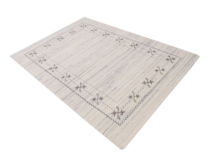 Ivory Gabbeh Border Design Hand Loomed Wool Rug - The Rug Decor