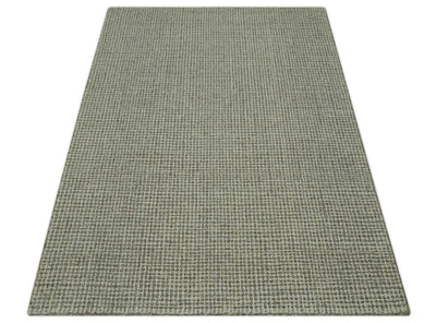 Ivory, Gray and Brown 5x7.6 Diamond Textured Hand Tufted wool area rug - The Rug Decor