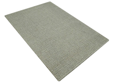 Ivory, Gray and Brown 5x7.6 Diamond Textured Hand Tufted wool area rug - The Rug Decor