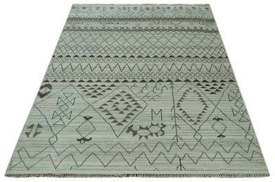 Ivory, Gray and Charcoal Hand Knotted Multi size Southwestern wool area Rug - The Rug Decor