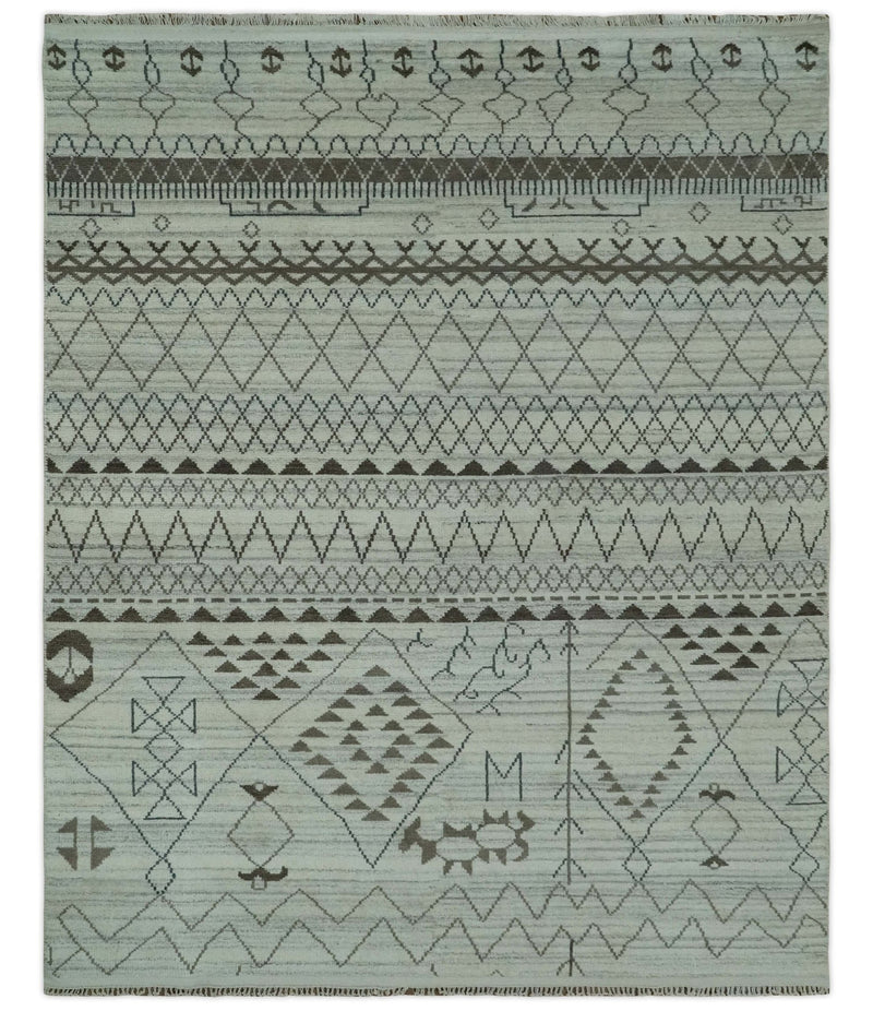 Ivory, Gray and Charcoal Hand Knotted Multi size Southwestern wool area Rug - The Rug Decor