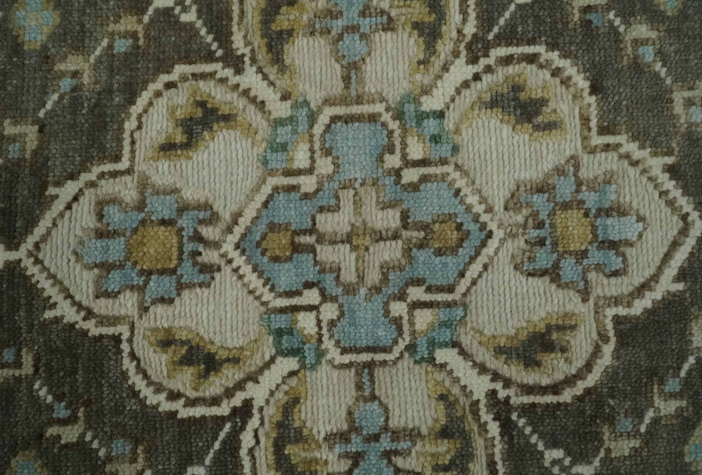 Ivory, Green and Beige Traditional Medallion Hand knotted Multi Size wool Area Rug - The Rug Decor