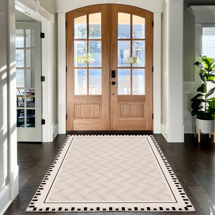 Ivory Modern Style Cotton Machine Washable Area Rug - The Rug Decor