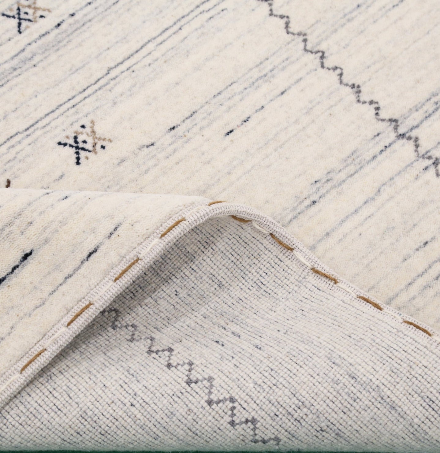 Ivory Modern Tribals Design Hand Loomed Wool Area Rug - The Rug Decor